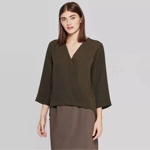 Women's Olive Green Wrap Top